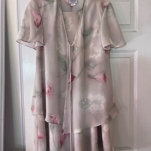 R&M Richards Pink and Cream Dress